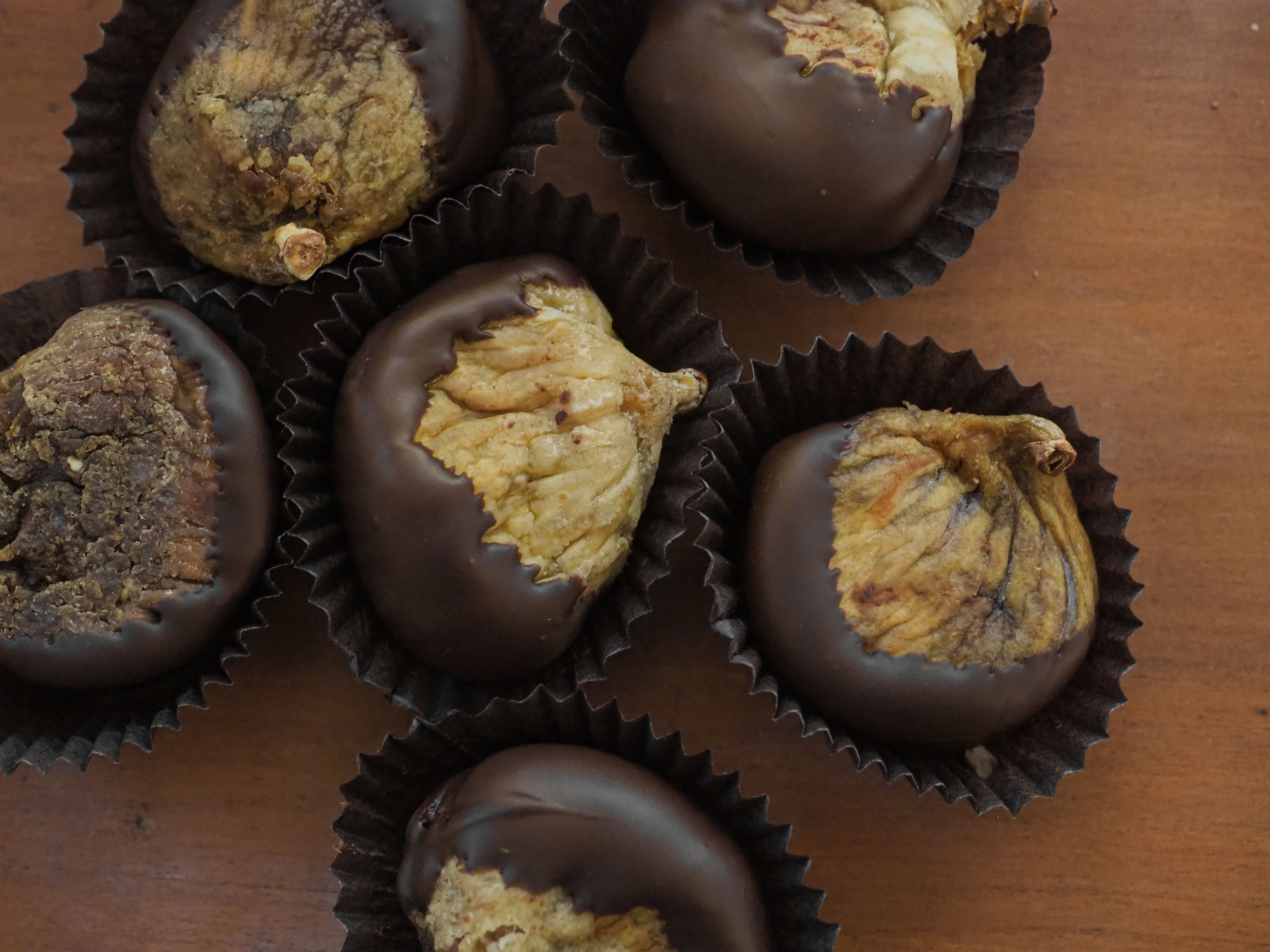Chocolate-Dipped Cognac Figs - Four piece box